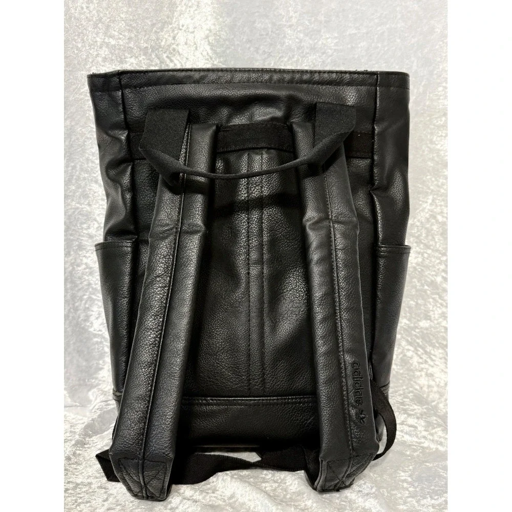 Adidas Originals Pebbled Leather Commuter Backpack Tote Black Trefoil Logo Bag